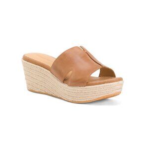 CHOCOLAT BLU Camel Leather Willena Wedge Sandals